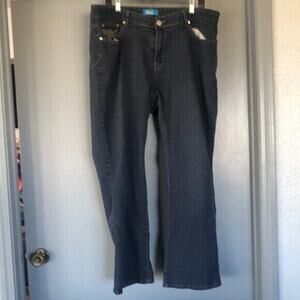 DKIN Jeans Women's Plus 22W Stretch Denim Straight Leg Embroidered